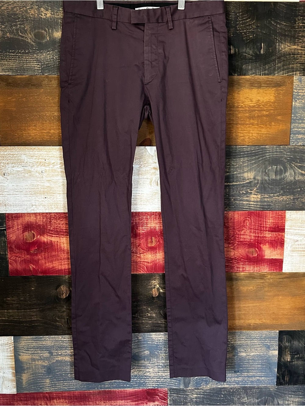 Acne studios Men's Slim Chinos in Deep Burgundy 48 IT size 32in